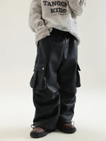 Boy Winter Fleece Lining Workwear Leather Pants - Cindi Book
