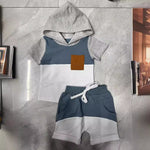 Boys And Girls Color-block Crew Neck Hooded Suits - Cindi Book