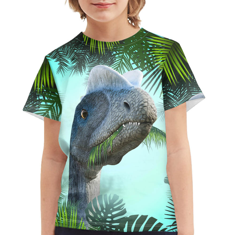 Summer Dinosaur Full Print Boy's T-shirt - Cindi Book