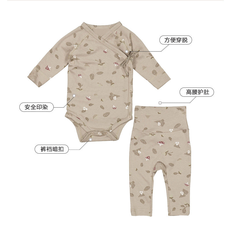 Baby Rompers Cotton Printed Long Climbing Romper Set