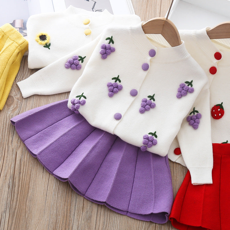 Two-Piece Baby Girl Mink Wool Sweater Dress