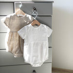 Cotton Newborn Conjoined Clothes Solid Color Short Sleeve - Cindi Book