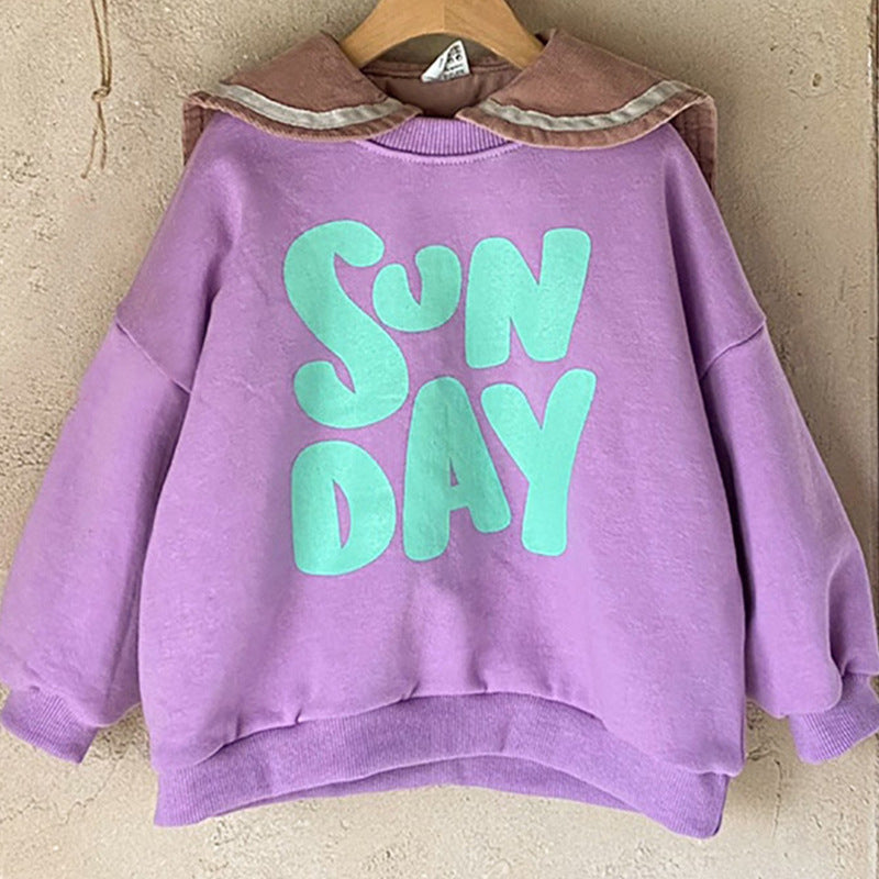 Loose Casual Long-sleeved Terry Sweater With Foreign Letters - Cindi Book