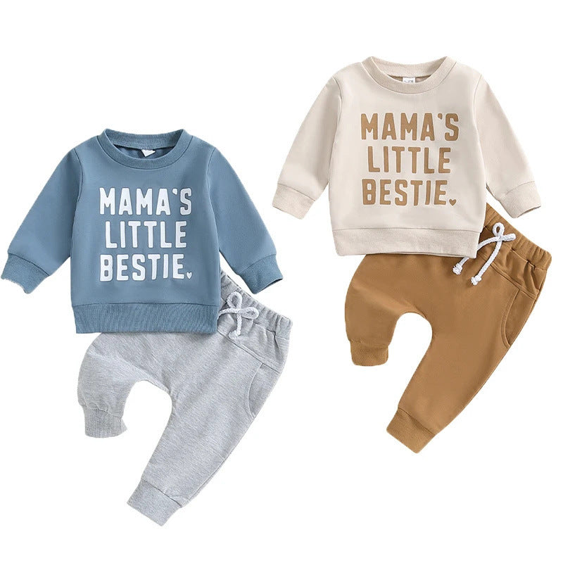 Sports and Leisure Round Neck Long Sleeve Letter Print Sweatshirt Trousers Set Two-Piece Set