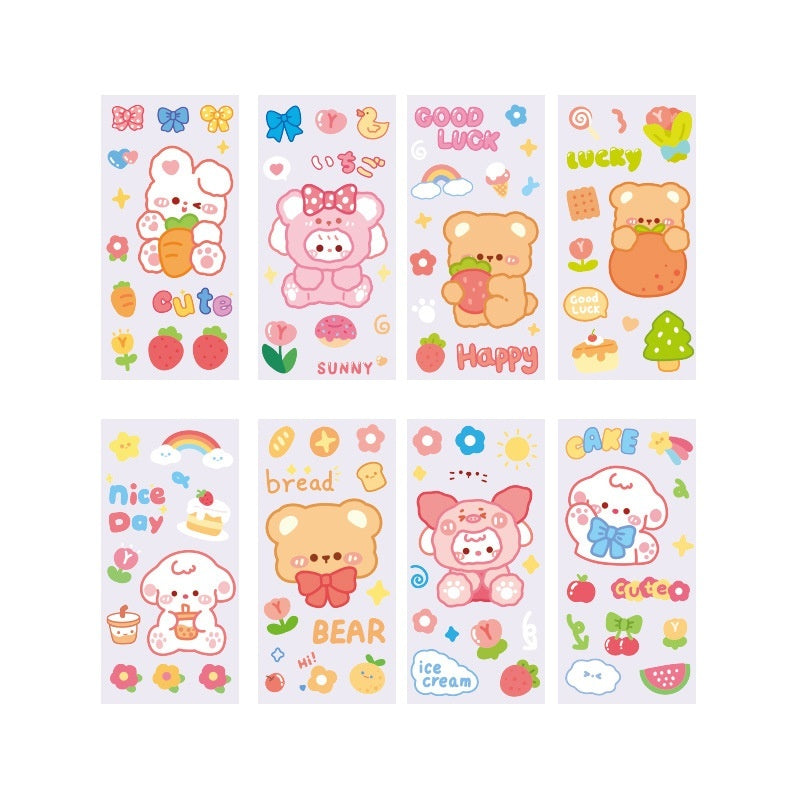 Cute Bear Clear Water Cup Stickers Children's Cartoon Korean Journal Material Mobile Phone Cup Decoration - Cindi Book