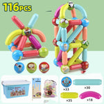 Big Size DIY Magnetic Construction Set Early Learning Constructor Variety Magnetic Rod Building Blocks For Children Toys Gift - Cindi Book