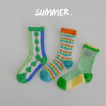 Children's Socks Summer Color Matching Plaid Korean Baby - Cindi Book