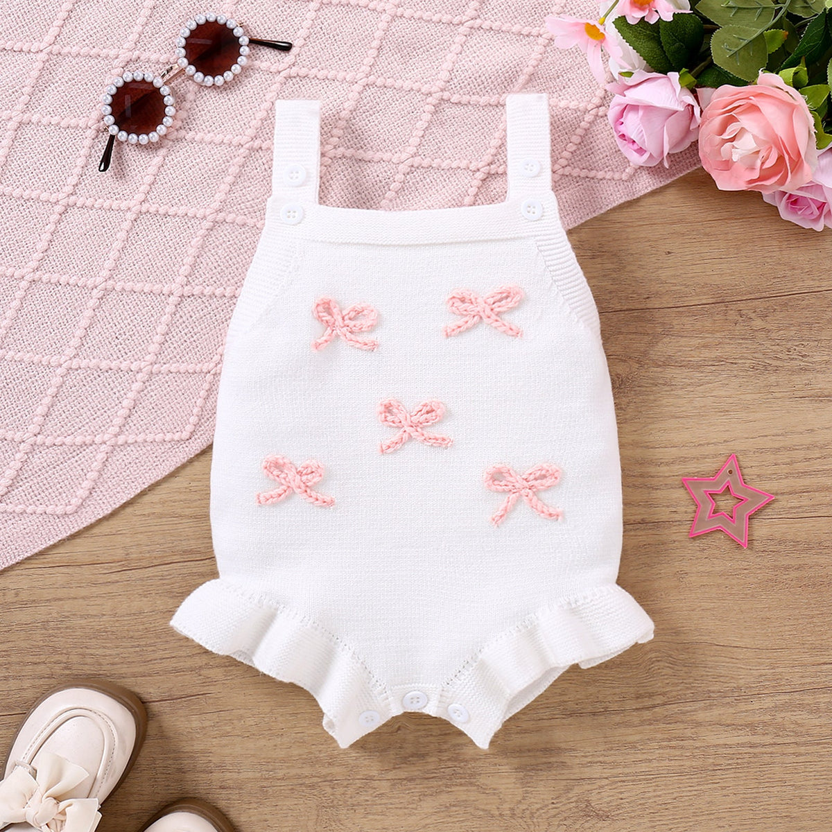 Baby Sling Doll Clothes Wool Romper Bow Embroidery Girl Sweet - Cindi Book