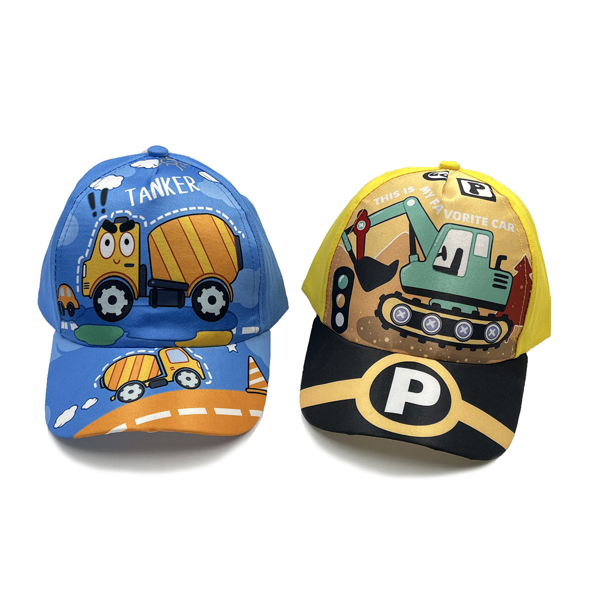 Cartoon Children's Baseball Cap for Engineering Vehicle Excavator