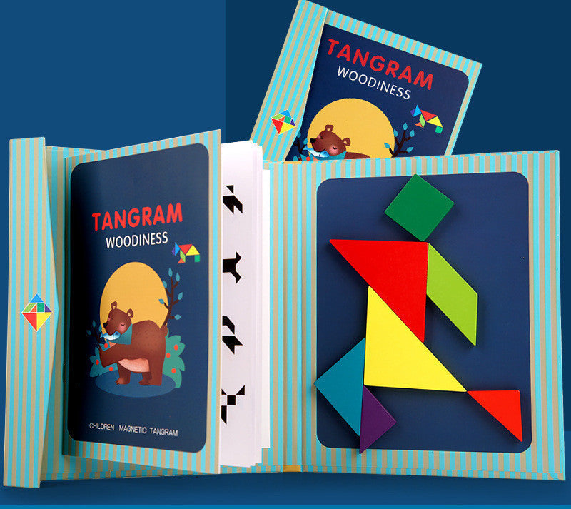 Children's Wooden Magnetic Tangram Educational Toy - Cindi Book