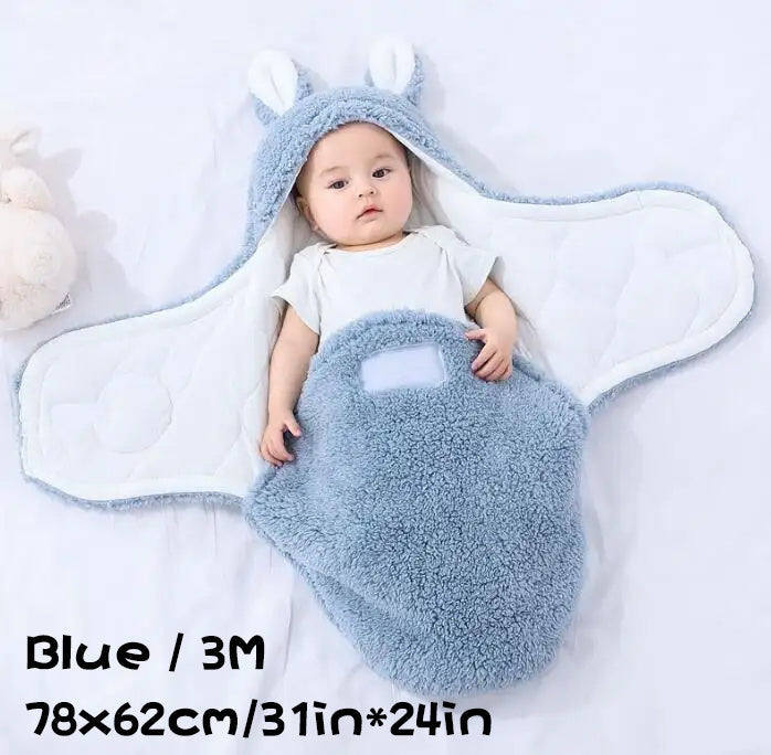 Super Soft Baby Sleeping Bag Fluffy Fleece Newborn Blanket Swaddle Blankets, Unisex Baby Wrap For Newborn Baby Boys Girls With Head-Protecting & Head-Supporting Function, Wearable Swaddle Sleep Sack - Cindi Book