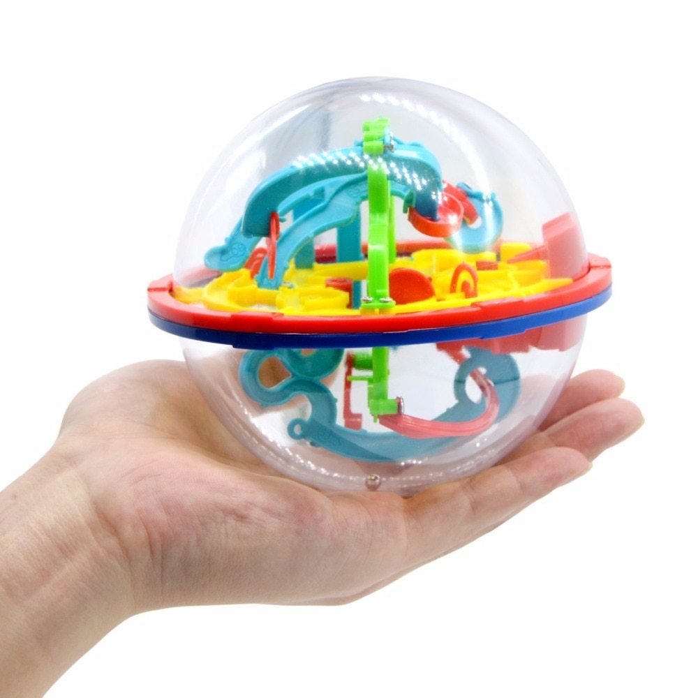 100 Step 3D puzzle Ball Magic Intellect Ball Labyrinth Sphere Globe Toys Challenging Barriers Game Brain Tester Balance Training - Cindi Book