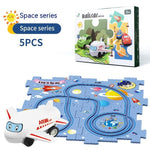 Children Puzzle Electric Railroad Speeder DIY Assembly Electric Car Automatic Rail City Scene Construction Education Toy Gift - Cindi Book