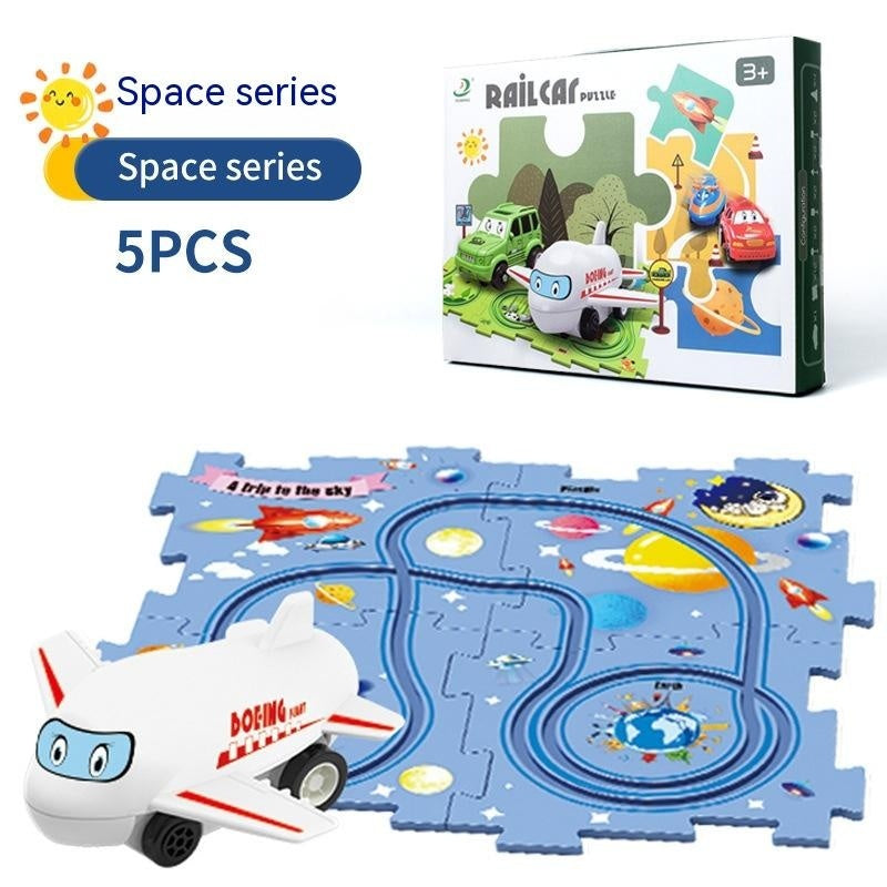 Children Puzzle Electric Railroad Speeder DIY Assembly Electric Car Automatic Rail City Scene Construction Education Toy Gift - Cindi Book