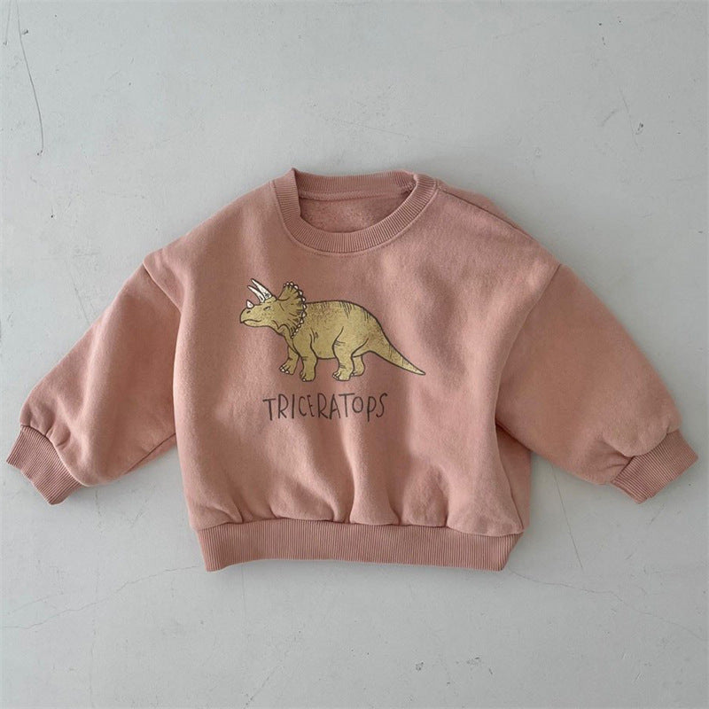New Children's Cute Dinosaur Fleece Soft Pullover Sweater - Cindi Book