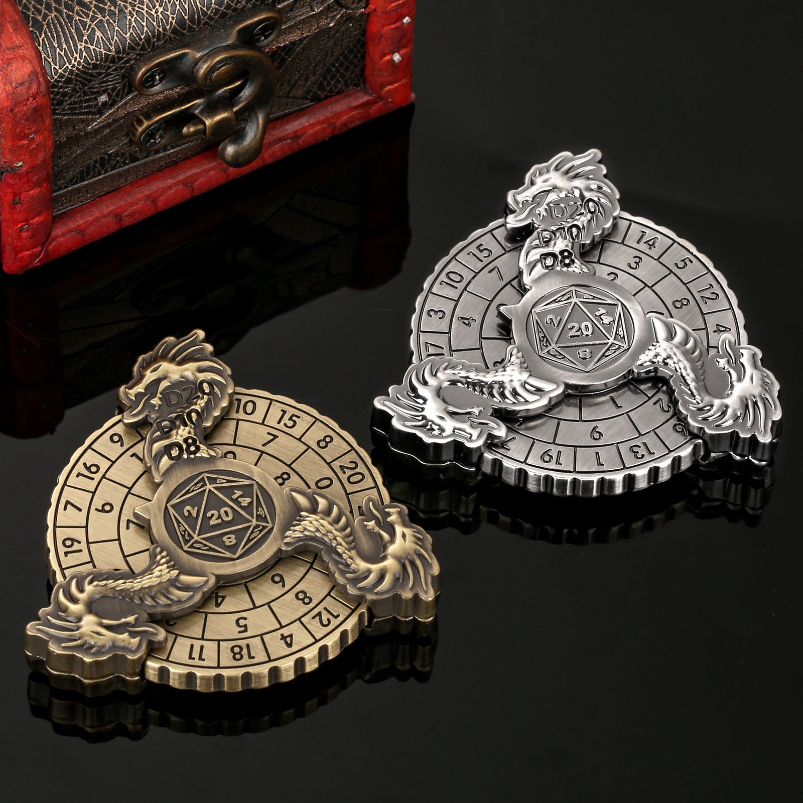 Retro Fantasy Style Turntable Dice Gift Box Set, Essential Creative Accessories For Board Games, Multi-faceted RPG Dice And Circular Scale Design - Advanced Tabletop Game Accessories And Collectibles - Cindi Book