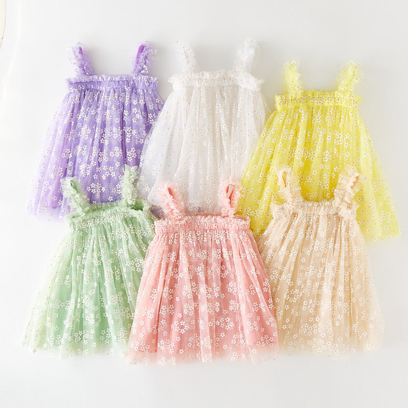 Summer Girls Sweet Spaghetti-Strap Gauze Skirt