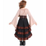 Halloween Retro Front Short Back Long Irregular Ruffled High Waist Dress Up - Cindi Book