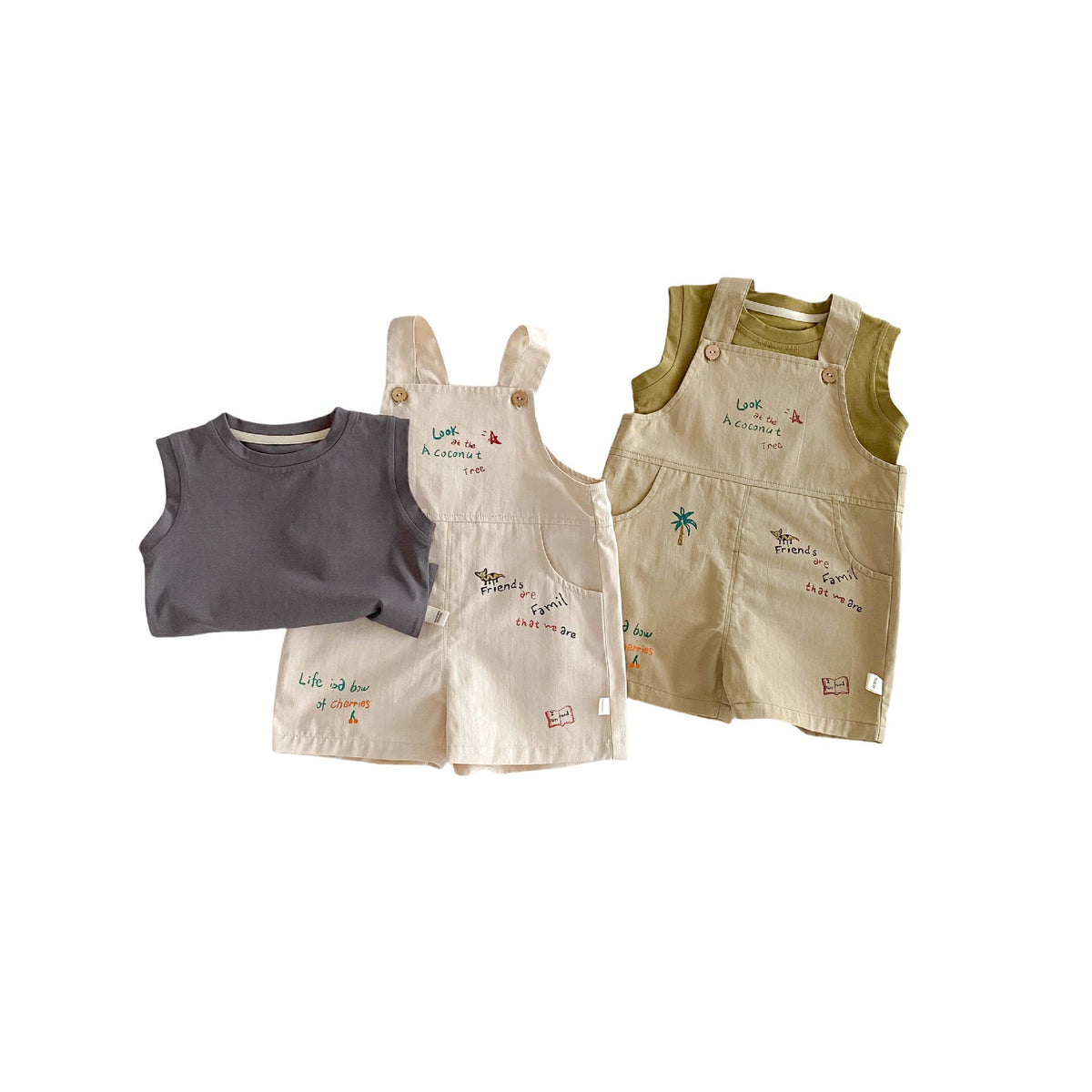 Simple Fashion T-shirt Fashion Baby Korean Style Cartoon Suspender Pants - Cindi Book
