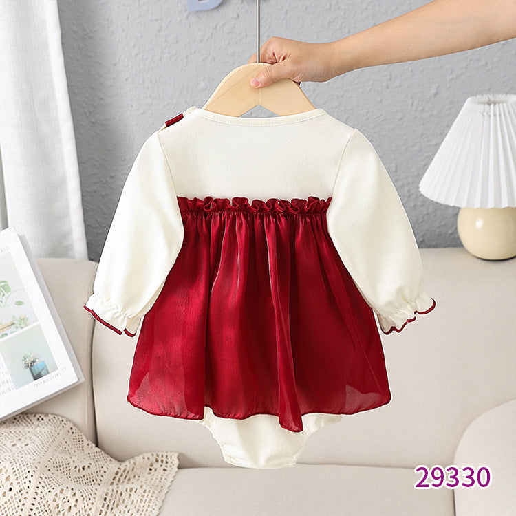 Baby Jumpsuit Bow Baby Long-sleeved Triangle Romper Romper - Cindi Book