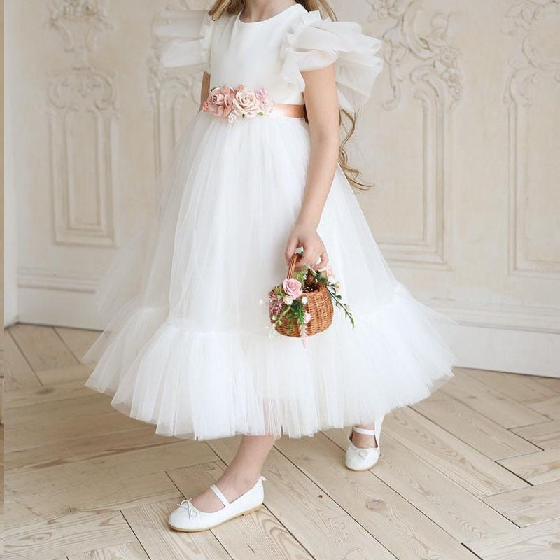 Girls' Birthday Princess Dress With Fluffy Yarn - Cindi Book