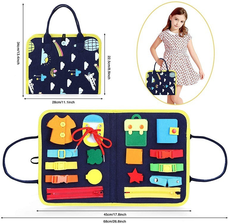 New Busy Book Children's Busy Board Dressing And Buttoning Learning Baby Early Education Preschool Sensory Learning Toy - Cindi Book