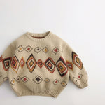 Graffiti Rhombus Cool Contrast Color Kids' Sweater Autumn And Winter Korean Style - Cindi Book