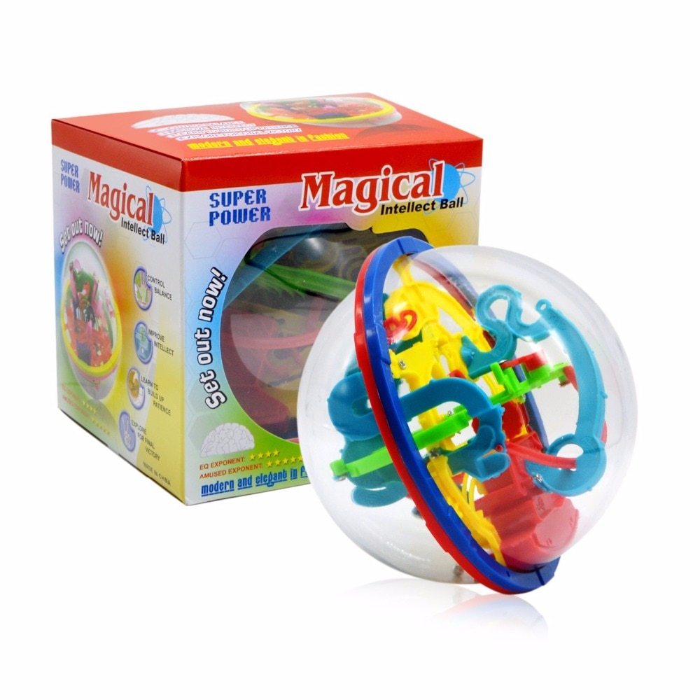 100 Step 3D puzzle Ball Magic Intellect Ball Labyrinth Sphere Globe Toys Challenging Barriers Game Brain Tester Balance Training - Cindi Book
