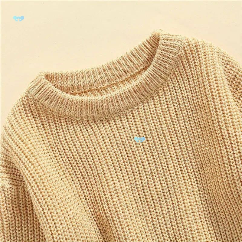 Girls Solid Color Crew Neck Casual Sweater