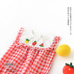 Baby plaid lace sleeves baby triangle romper baby kite clothes - Cindi Book