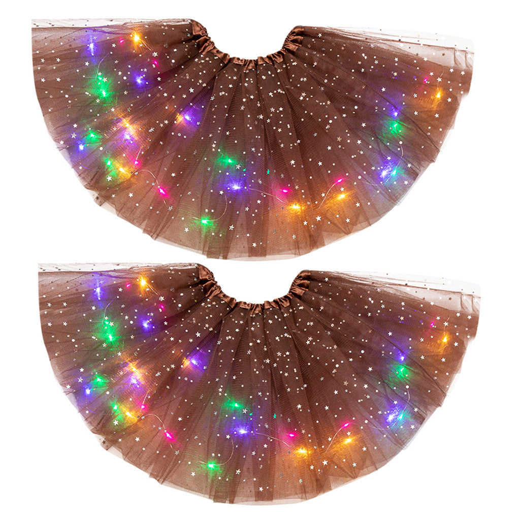 Magical & Luminous  LED Princess Halloween Tutu Skirt Sequins Shiny Skirt - Cindi Book