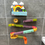 DIY Baby Bath Toys Wall Suction Cup Marble Race Run Track Bathroom Bathtub Kids Play Water Games Toy Set - Cindi Book