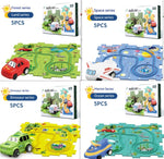 Children Puzzle Electric Railroad Speeder DIY Assembly Electric Car Automatic Rail City Scene Construction Education Toy Gift - Cindi Book
