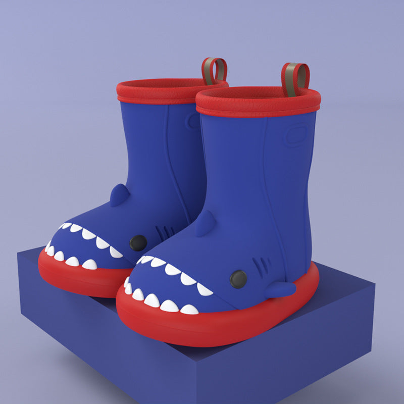 Children Boys Girls Cute Cartoon Waterproof Shoes Safety Rubber Shark Slippers Kids Rain Boots - Cindi Book
