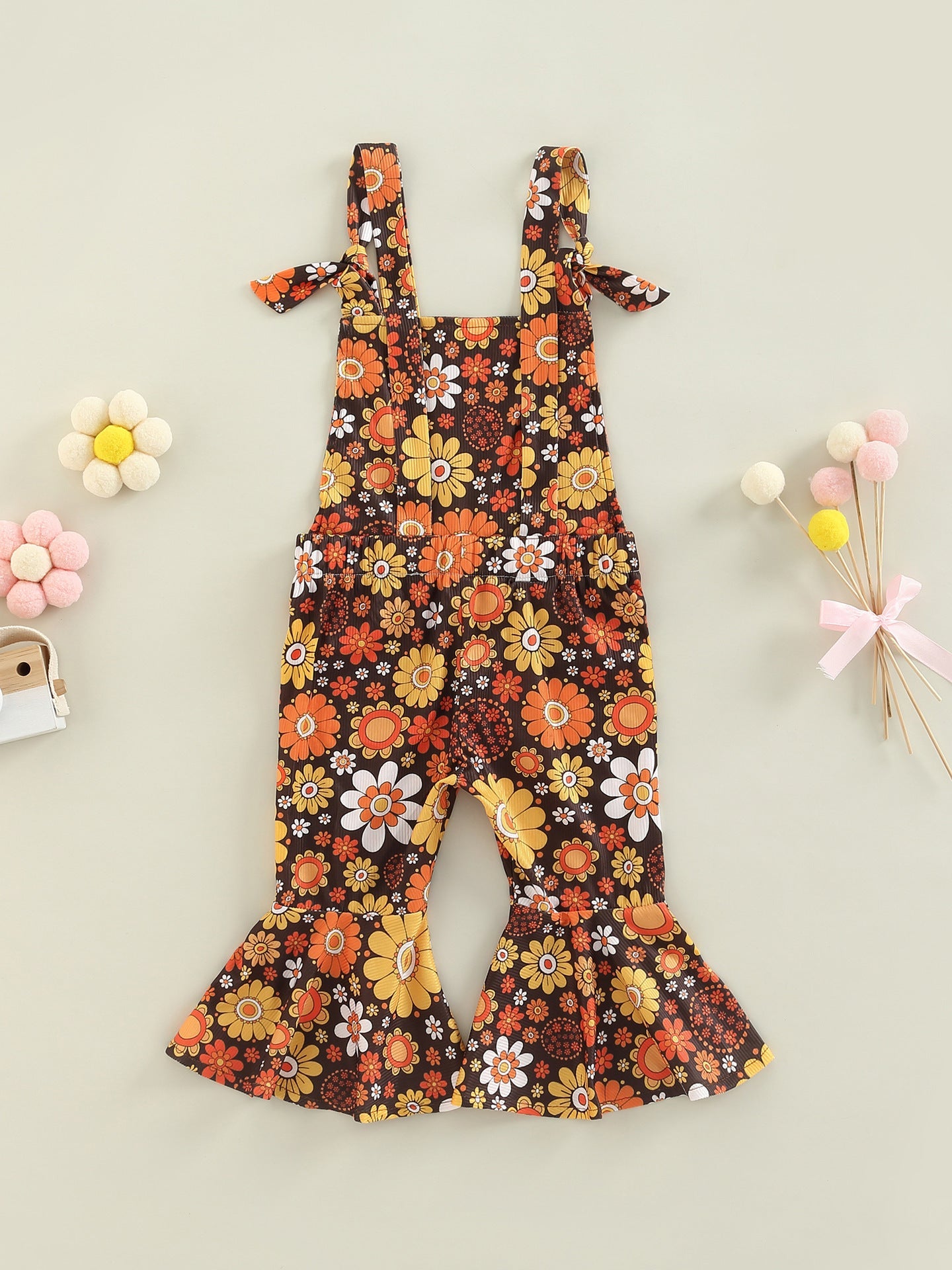 Girls' Floral Print Bell-bottom Pants Jumpsuit - Cindi Book