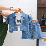 Personality Boy Denim Short Sleeve Suit - Cindi Book
