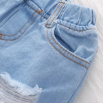 Broken Holes Pants Headscarf Three-piece Set - Cindi Book