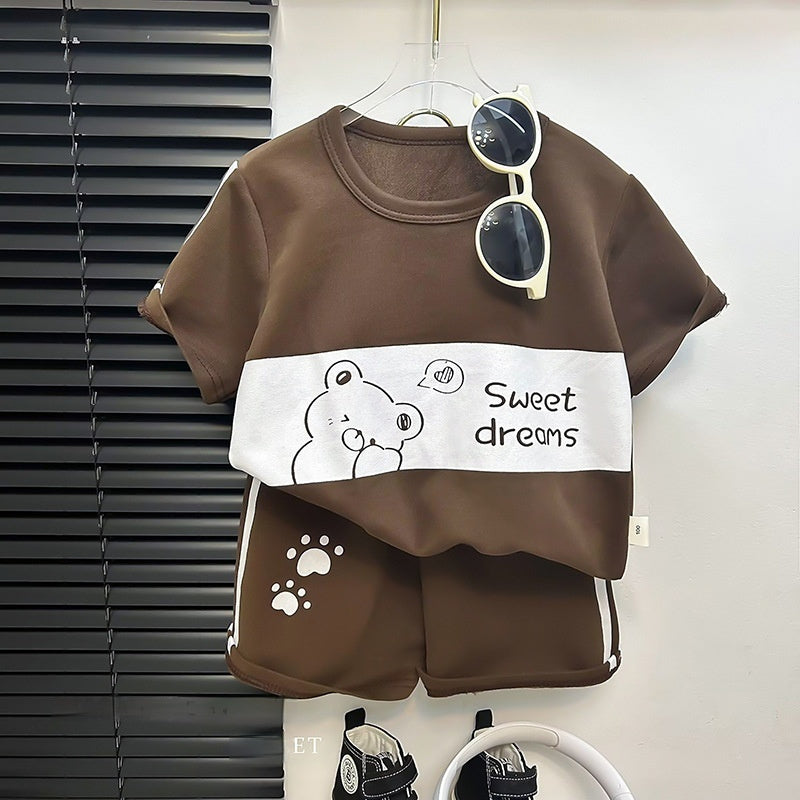 Children's Short Sleeve Striped Suit Girls Boys - Cindi Book