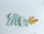 Breathable Stripes Homewear Short Sleeve Shorts Outwear Children's Clothing - Cindi Book