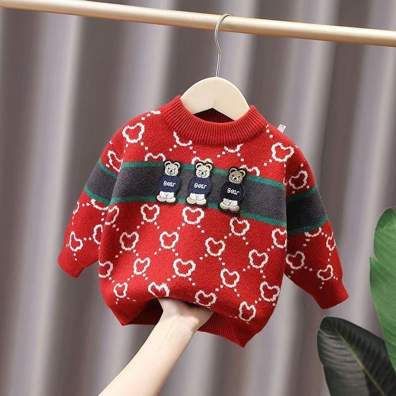 Boys' Velvet Thickening Sweater Girls' Pullover - Cindi Book