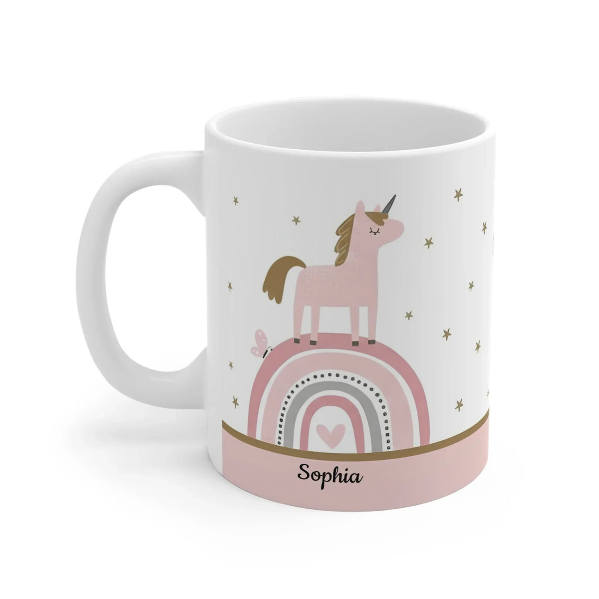 Personalized Sparkle Like a Unicorn Mug | Custom Name | Boho Rainbow Dusty Pink Ceramic Gift