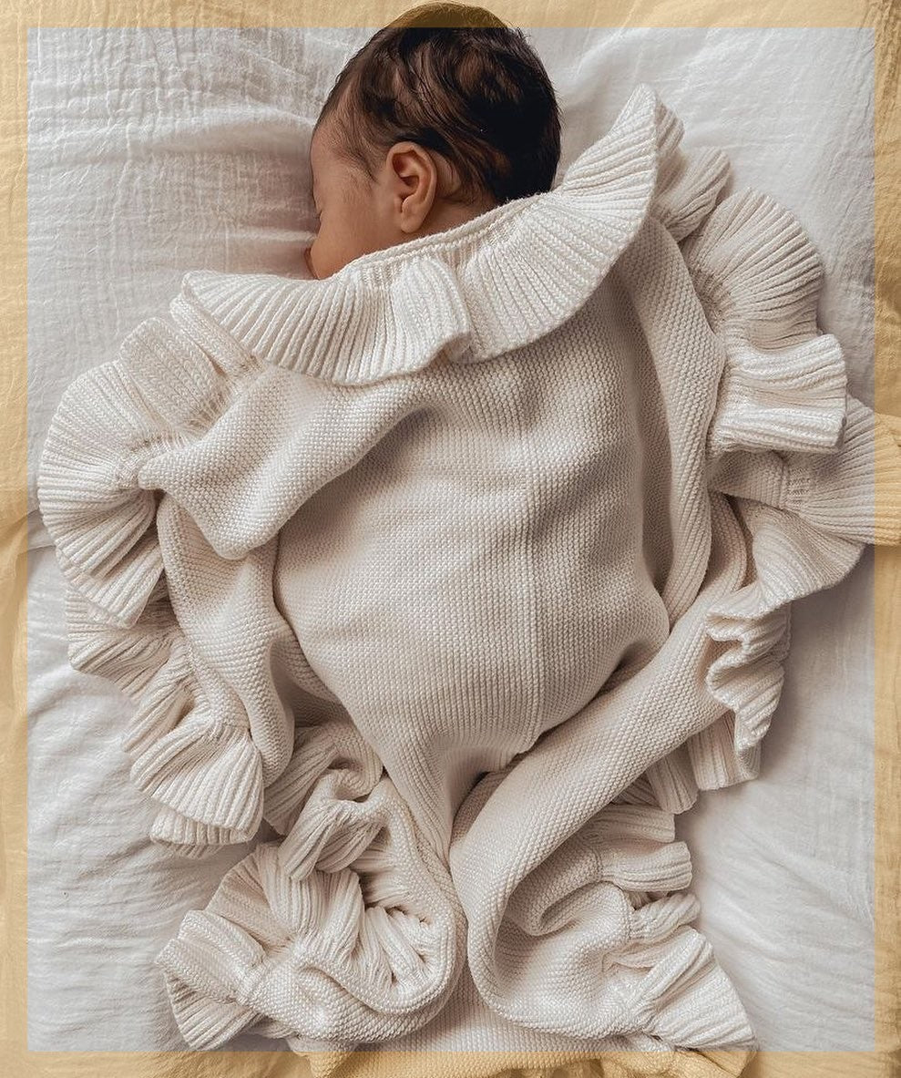 Knitted Baby Blankets Newborn Swaddle Wrap Ruffle - Cindi Book