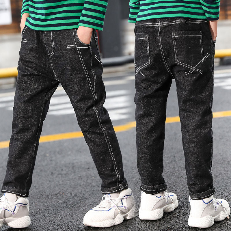 Boys Jeans Autumn And Winter New One-piece Velvet - Cindi Book