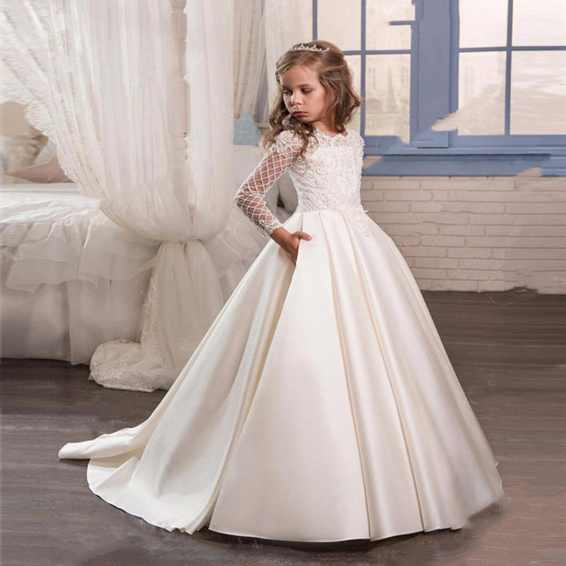 Little Girl Long Sleeve Dresses Champagne - Cindi Book
