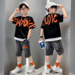 Big Boy's Short Sleeve Suit T-shirt Trendy - Cindi Book