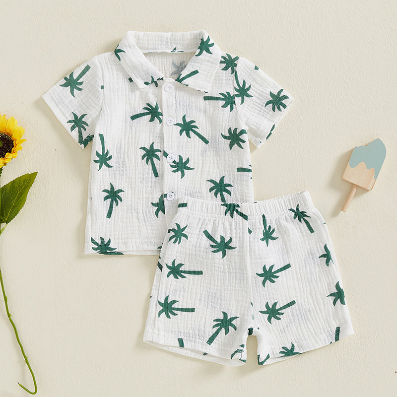 Baby Boy Beach Series Short Sleeve Blouse And Pants - Cindi Book
