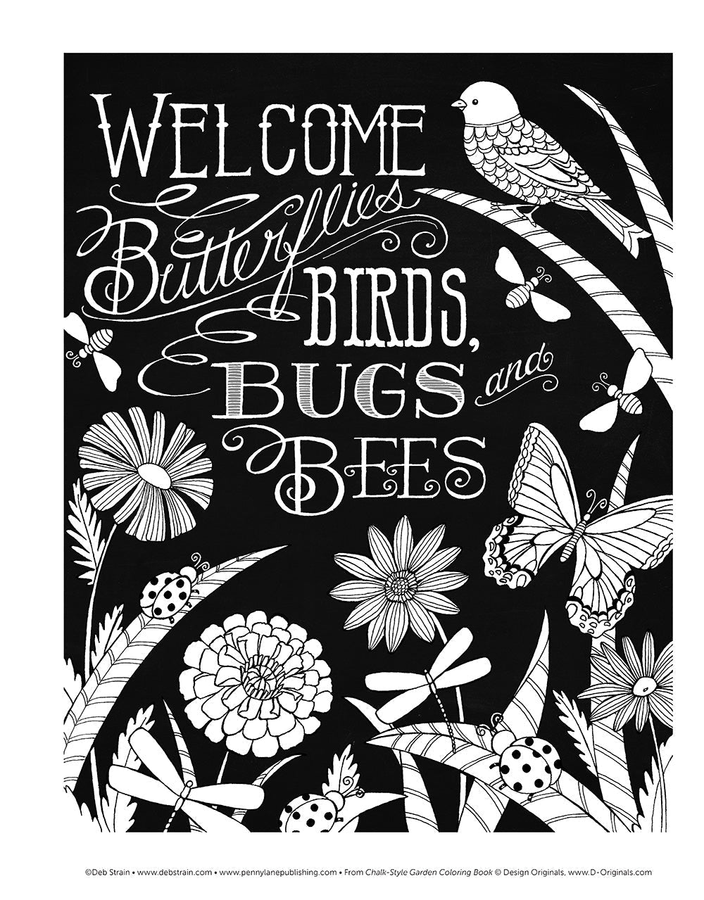 Chalk-Style Garden Coloring Book