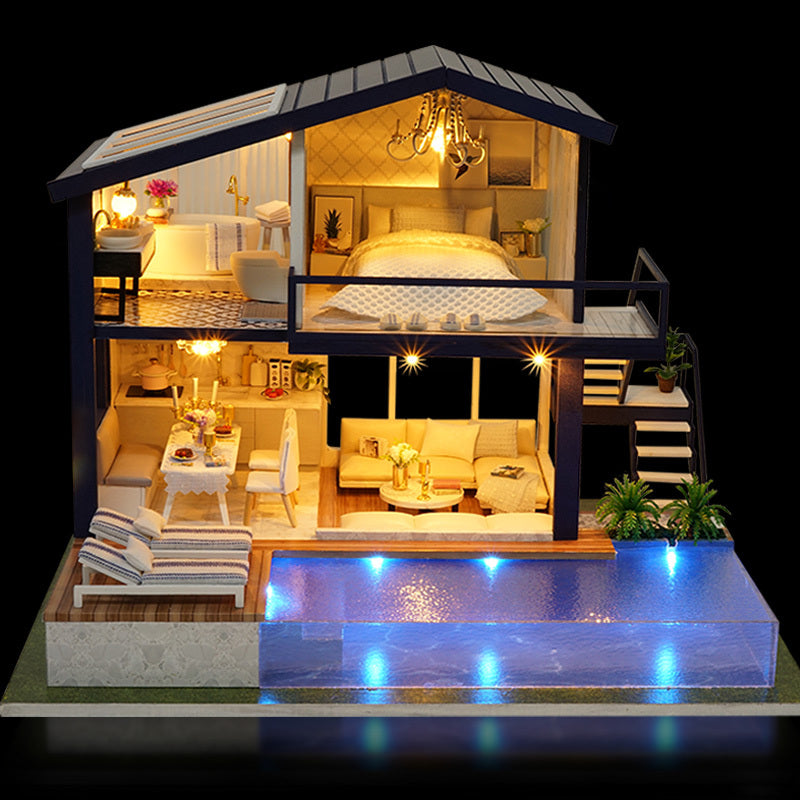 Doll House Wooden Furniture Diy House Miniature Box Puzzle Assemble 3D Miniaturas Dollhouse Kits Toys For Children Birthday Gift - Cindi Book