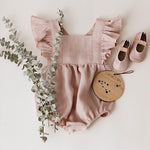 Baby Cotton And Linen Summer Strap One Piece Suit - Cindi Book