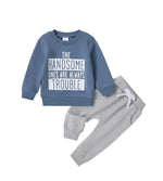 Casual Round Neck Letter Print Sweater Trousers Suit - Cindi Book
